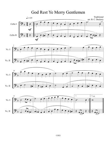 God Rest Ye Merry Gentlemen (Cello Duet) (arr. B. C. Dockery)