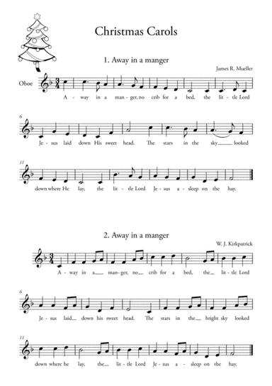 20 Easy Christmas Carols for OBOE (arr. Ahiva Editions)