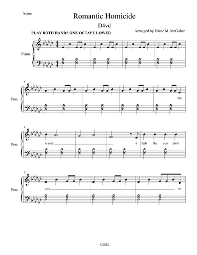 Romantic Homicide (arr. Arranged by Diane M. McGahee)