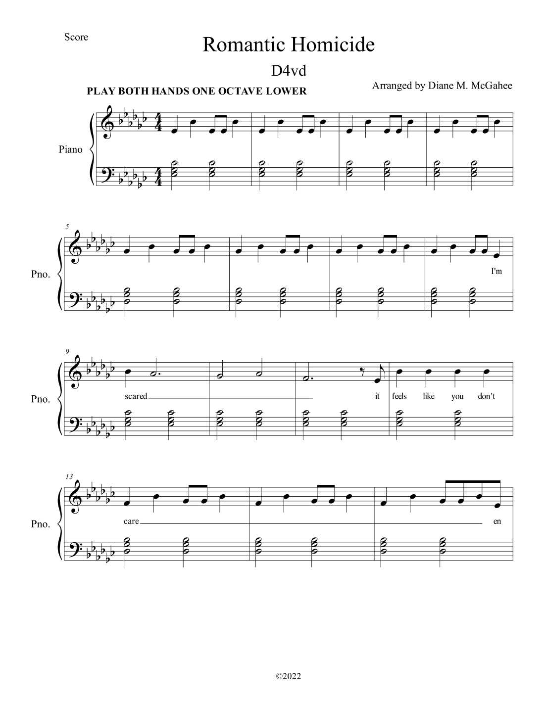 Romantic Homicide (arr. Arranged by Diane M. McGahee)