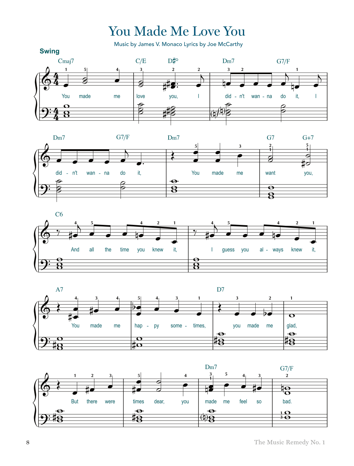 You Made Me Love You (arr. Gaili Schoen for TheMusicRemedy.com)