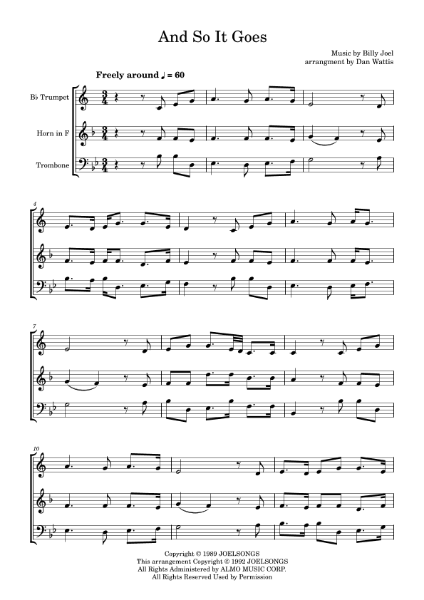 And So It Goes (arr. Dan Wattis)