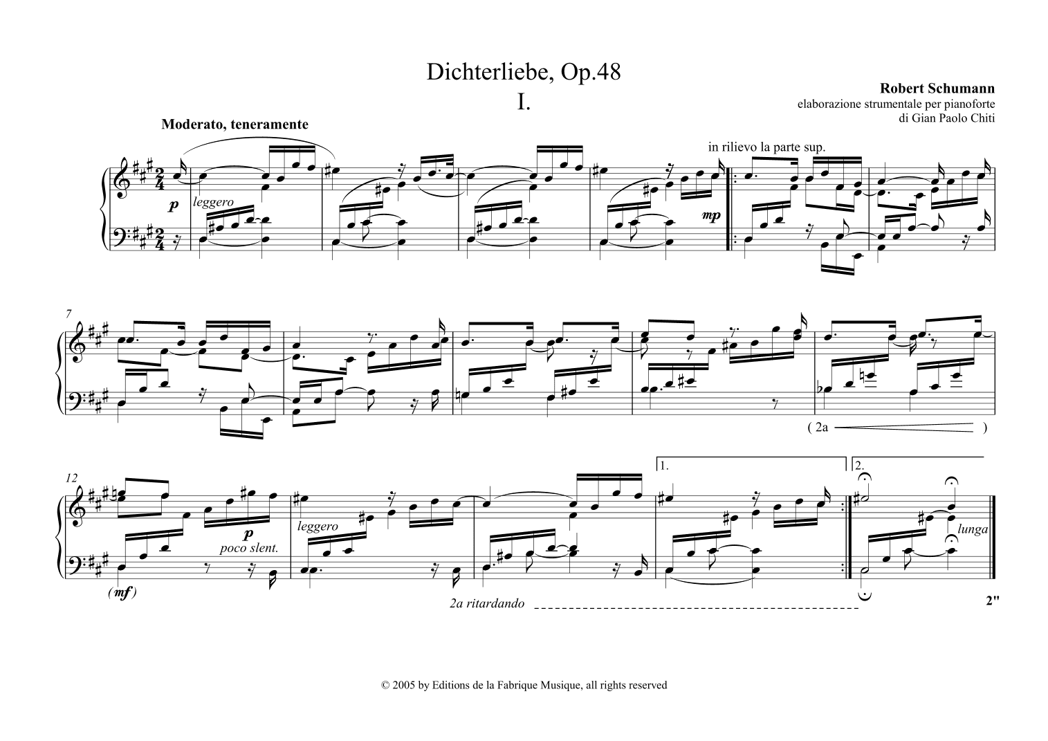 Dichterliebe, opus 48 arranged for solo piano (arr. Gian Paolo Chiti)