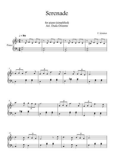 Serenade (piano SIMPLIFIED) Schubert (arr. Duda Oriontte)