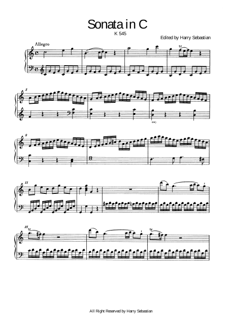 Mozart: Sonata in C, K. 545( 3 Movement) (arr. Harry Sebastian)