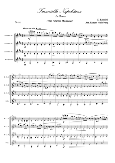 Tarantella Napoletana, La Danza (Clarinet Quartet) (arr. Rotem Weinberg)
