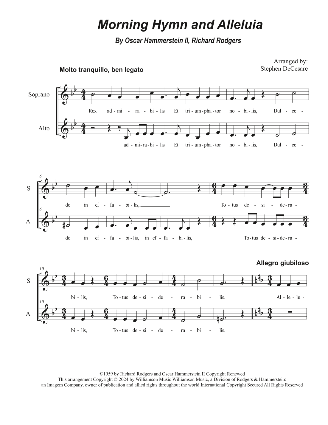 Morning Hymn And Alleluia (arr. Stephen DeCesare)