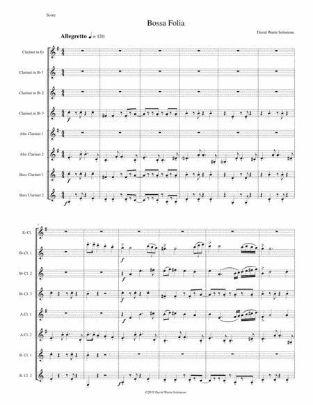 Bossa Folia for clarinet octet or clarinet choir