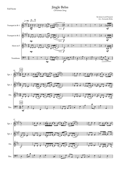 Jingle Bells - Jazz Version (Christmas Song) for Brass Quartet (arr. Fernando Britto)