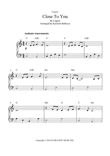 Close To You (arr. Kaiserin Rebecca)