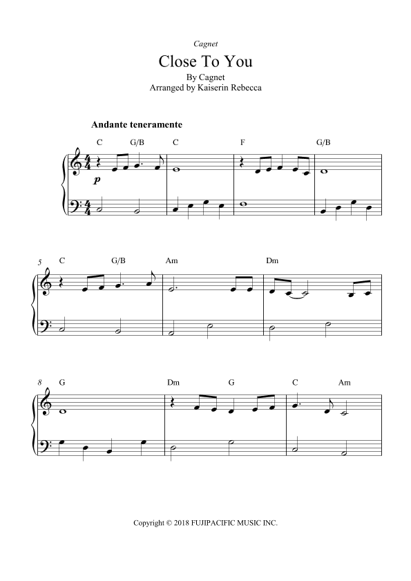 Close To You (arr. Kaiserin Rebecca)