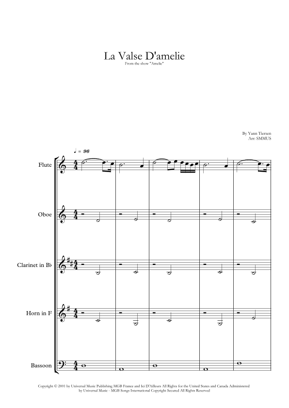 La Valse D'amelie (arr. SMMUS)