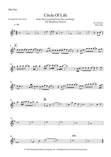 Circle Of Life (arr. Alex Souza)