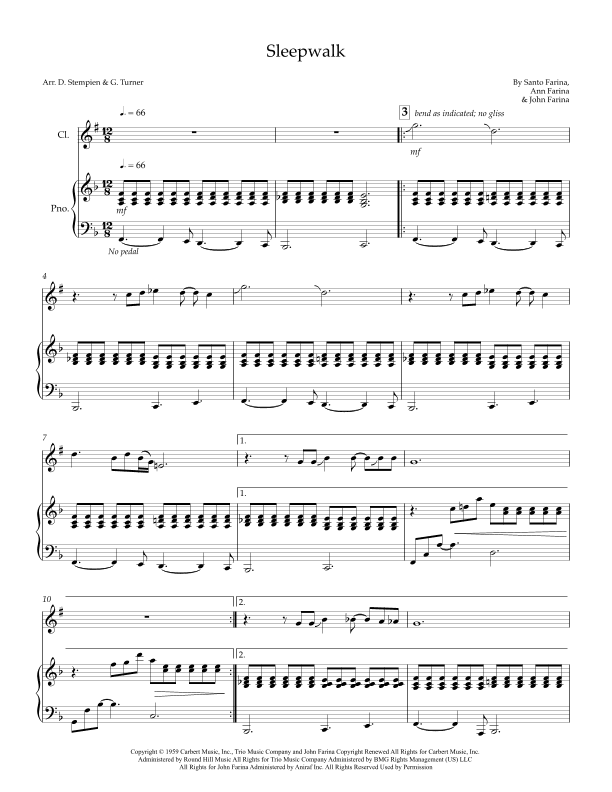 Sleepwalk (instrumental Version) (arr. Debra E. Stempien, Gregory H. Turner)