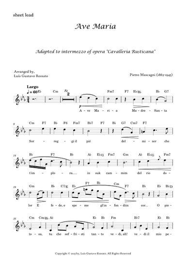 Mascagni - Ave Maria (Eb Major) (arr. Luís Gustavo Rossato)