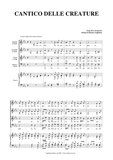 CANTICO DELLE CREATURE - Tagliabue - Lyrics: Saint Francis of Assisi - Double Canon for SATB Choir
