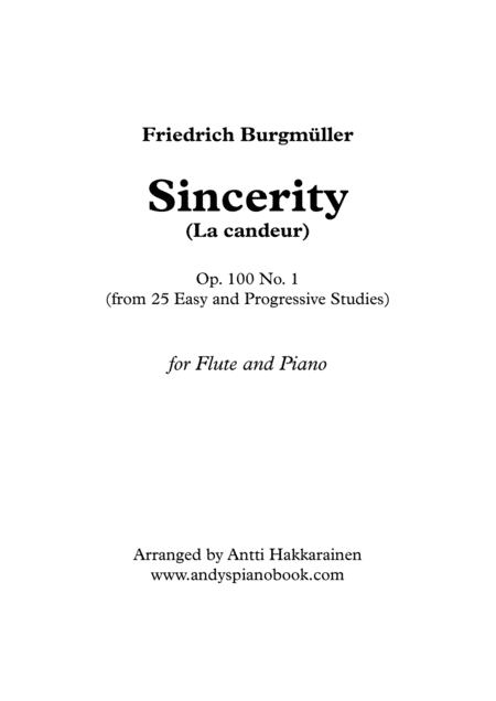 Sincerity (La candeur) Op. 100 by F. Burgmüller - Flute & Piano (arr. Antti Hakkarainen)