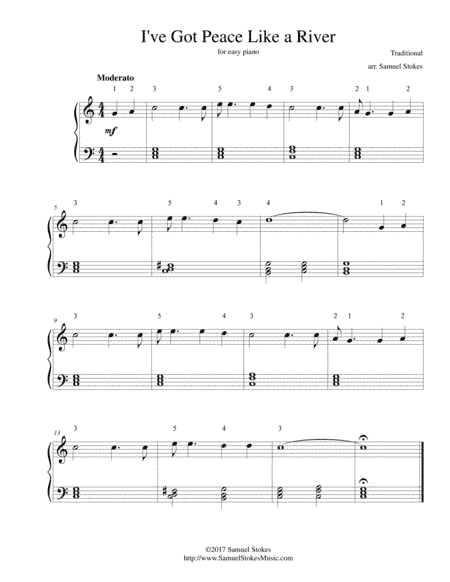 I've Got Peace Like a River - for easy piano (arr. Samuel Stokes)