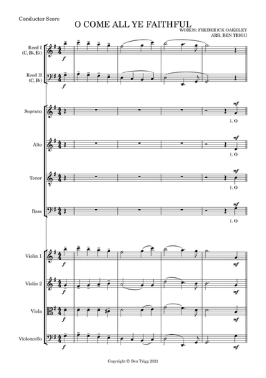 O Come All Ye Faithful – SATB, String 4tet and opt. flexible woodwind – Score and parts (arr. Ben Trigg)