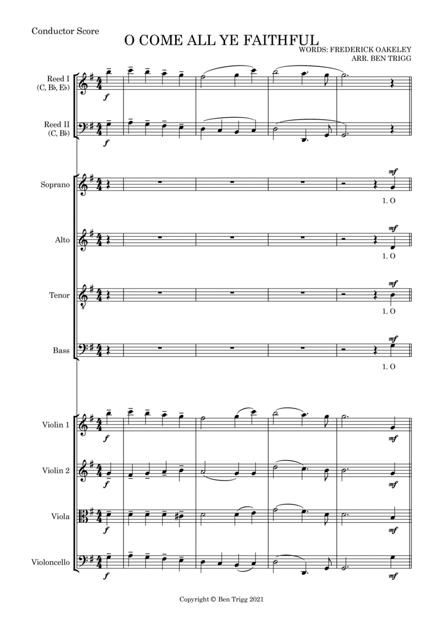 O Come All Ye Faithful – SATB, String 4tet and opt. flexible woodwind – Score and parts (arr. Ben Trigg)