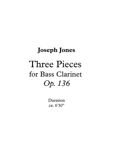 Three Pieces for Bass Clarinet, Op. 136