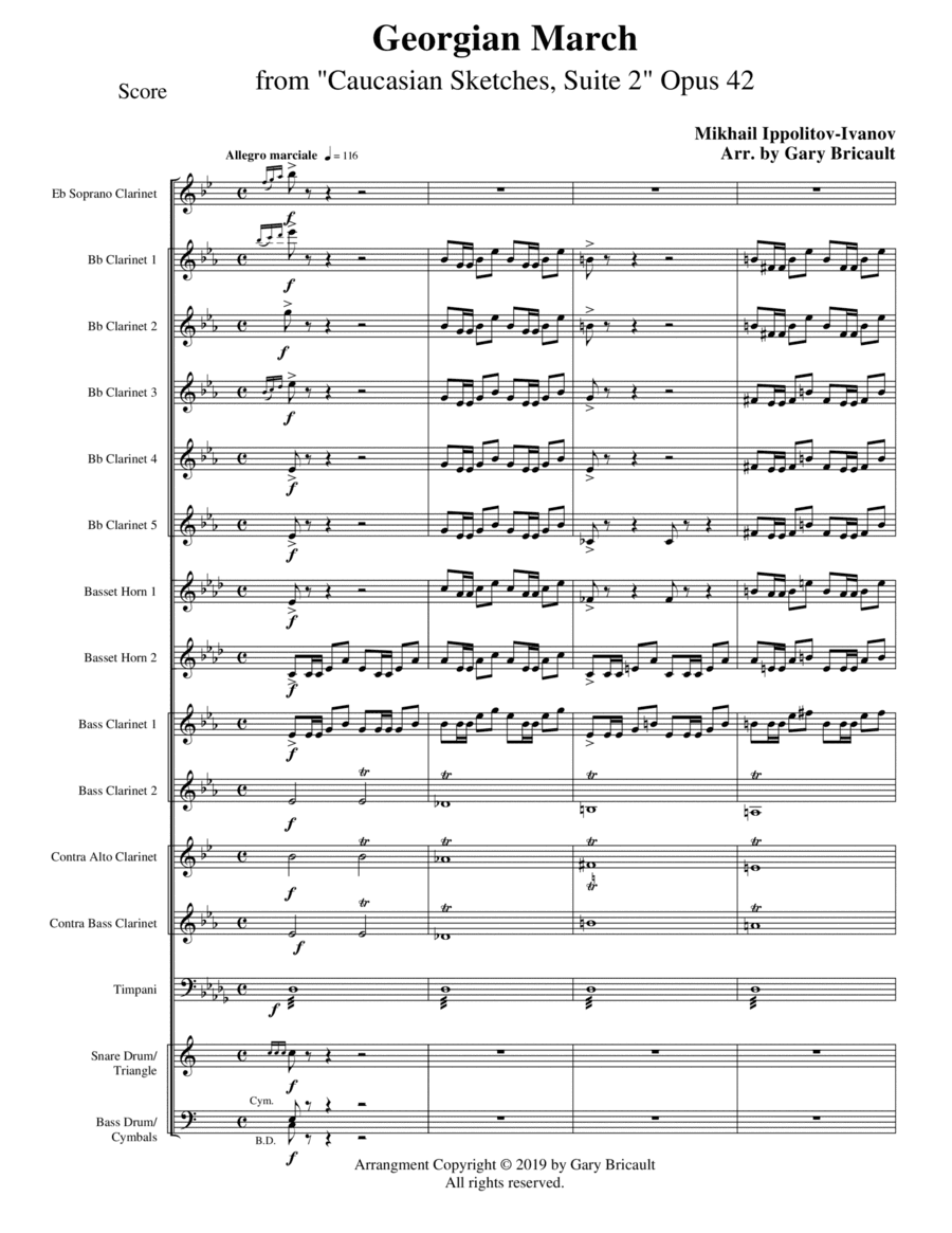 Georgian March (Mvt IV) from "Caucasian Sketches, Suite 2" Opus 42 (arr. Gary Bricault)