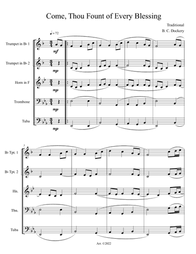 Come, Thou Fount of Every Blessing (Brass Quintet) (arr. B. C. Dockery)