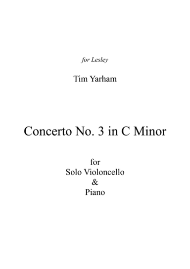 Concerto No 3 in C Minor for Violincello (with piano reduction)