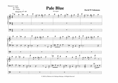 David W. Solomons: Pale Blue for Organ