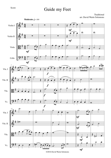 Guide my Feet for string quartet (arr. David Warin Solomons)