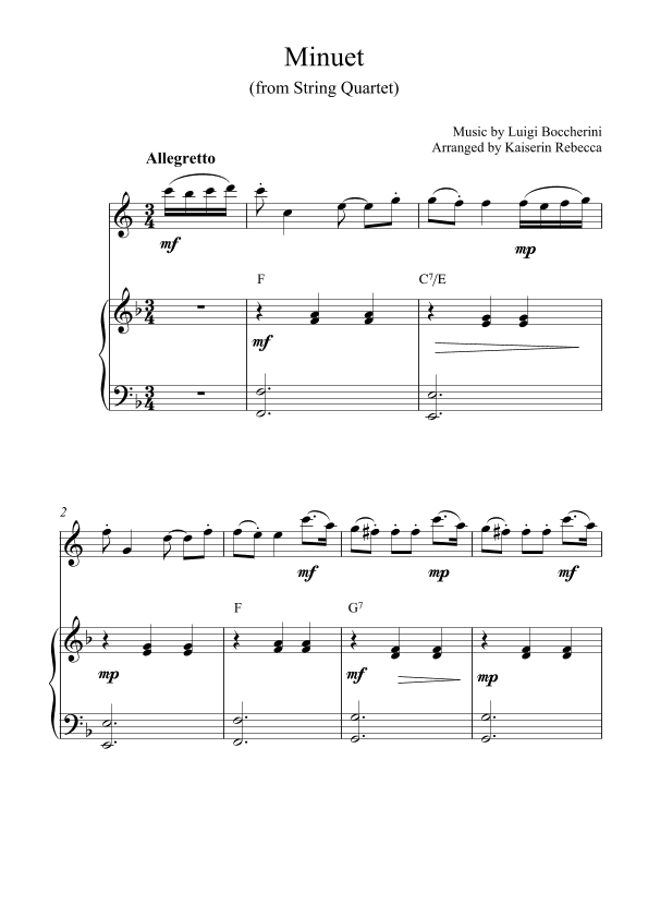 Minuet (from String Quartet) (arr. Kaiserin Rebecca)