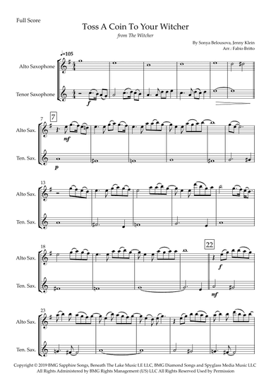 Toss A Coin To Your Witcher (arr. Fabio Britto)