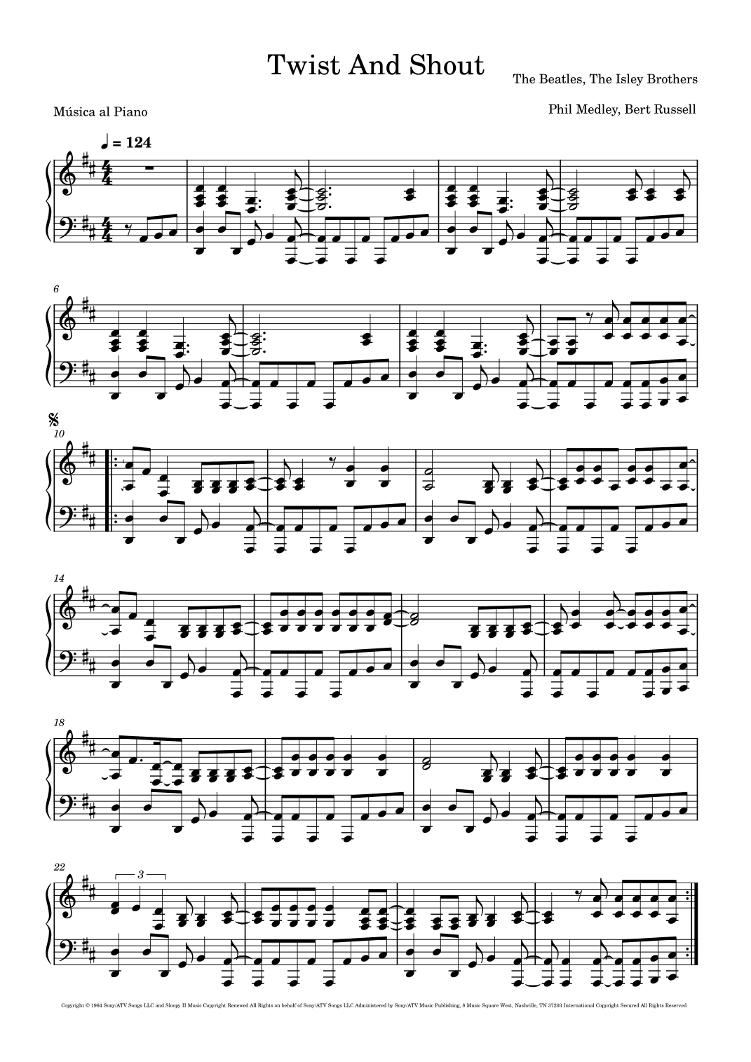 Twist And Shout (arr. Música al Piano)