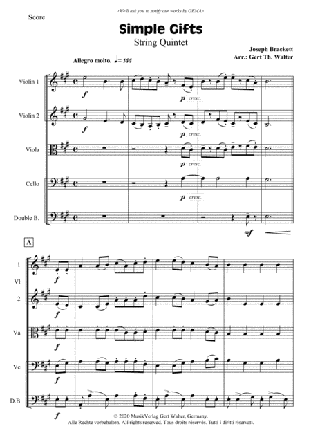 Simple Gifts (arr. Gert Th. Walter)