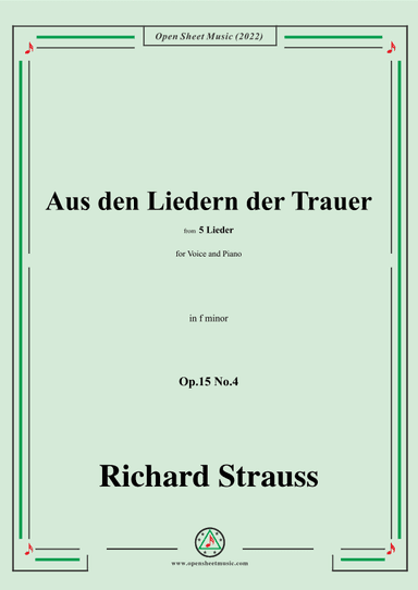 Richard Strauss-Aus den Liedern der Trauer,in f minor (arr. OSM Press)