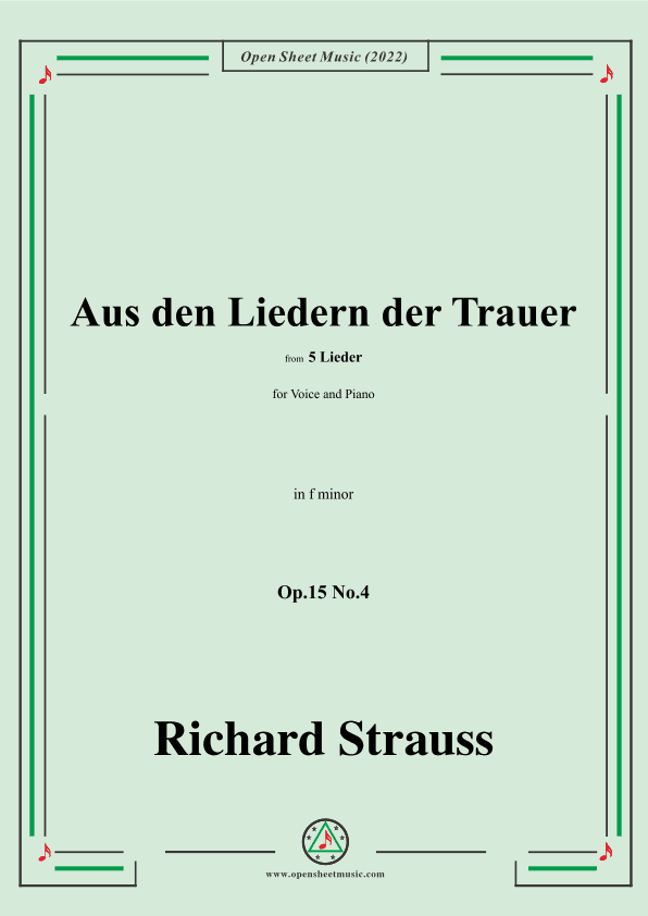 Richard Strauss-Aus den Liedern der Trauer,in f minor (arr. OSM Press)