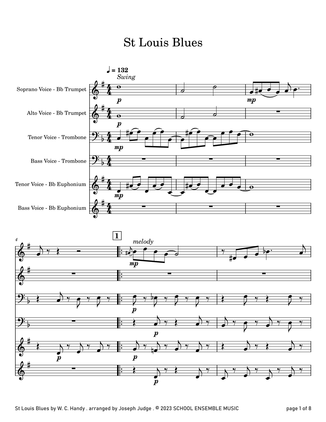 St Louis Blues by Handy for Brass Quartet in Schools (arr. Joseph Judge)