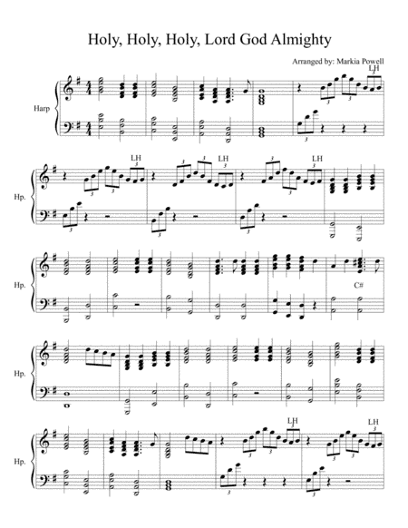Holy, Holy, Holy Lord God Almighty hymn (harp) (arr. Markia Powell)