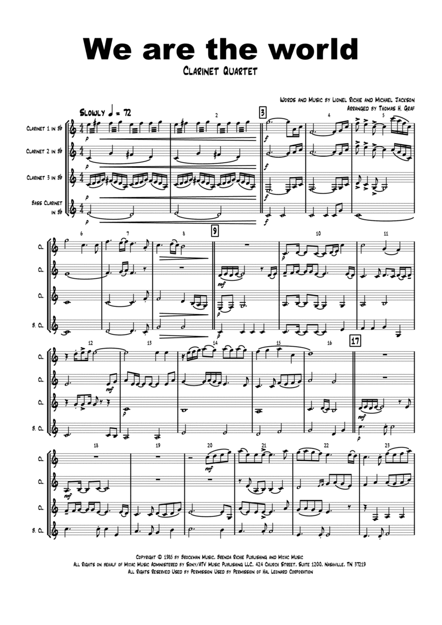 We Are The World (arr. Thomas Graf)