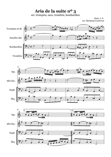 Aria de la suite nº 3 Bach (trumpet, alto saxophone, euphonium, trombone) (arr. M. Contreras)