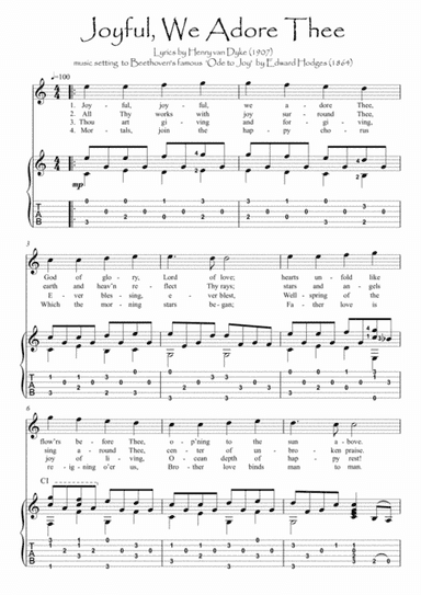 The Hymn of Joy guitar fingerstyle (arr. PianoSheetNow)
