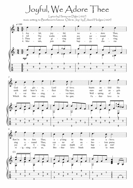 The Hymn of Joy guitar fingerstyle (arr. PianoSheetNow)