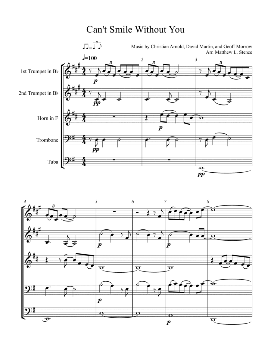 Can't Smile Without You (arr. Matthew L. Stence)
