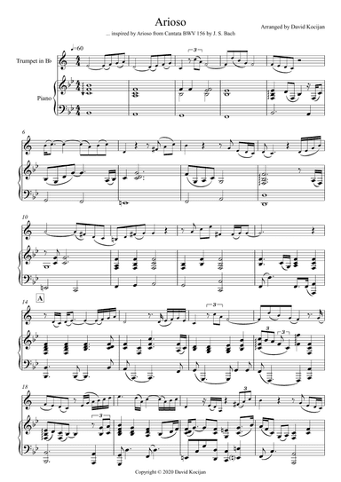 Arioso (trumpet in Bb & piano) - INT (arr. David Kocijan)