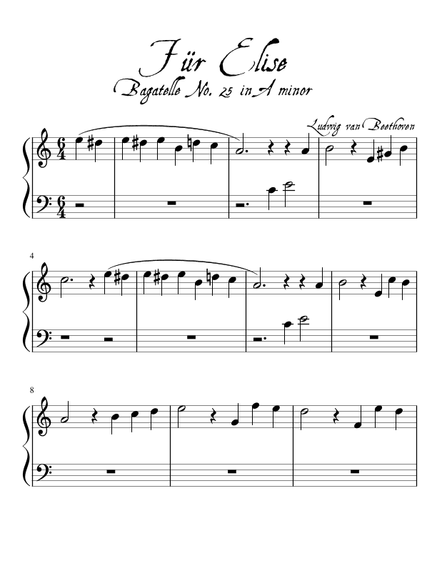 Fur Elise for Easy Piano (arr. Kimberly Steele)