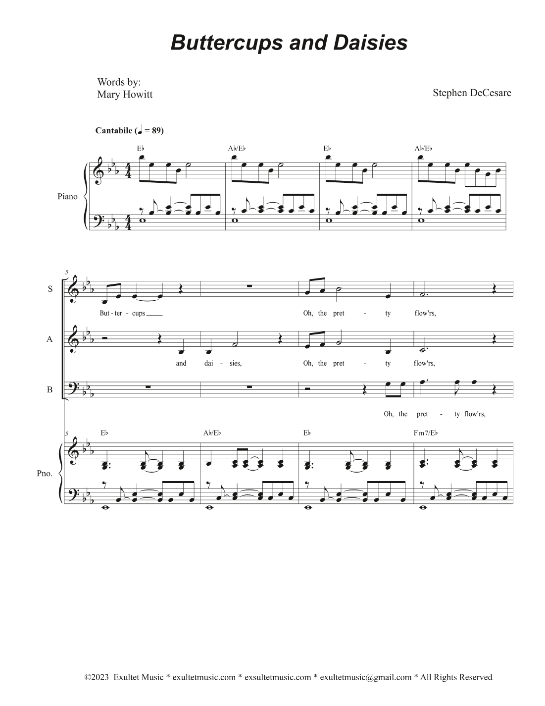 Buttercups And Daisies (Vocal Trio - (SAB)