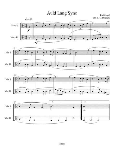 Auld Lang Syne (viola duet) (arr. B. C. Dockery)