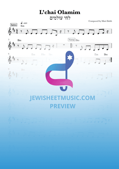 L’chai Olamim tutorial by M. Dubb, M. Shapiro, B. Friedman. Lead sheet with chords (arr. R. Sloboder)