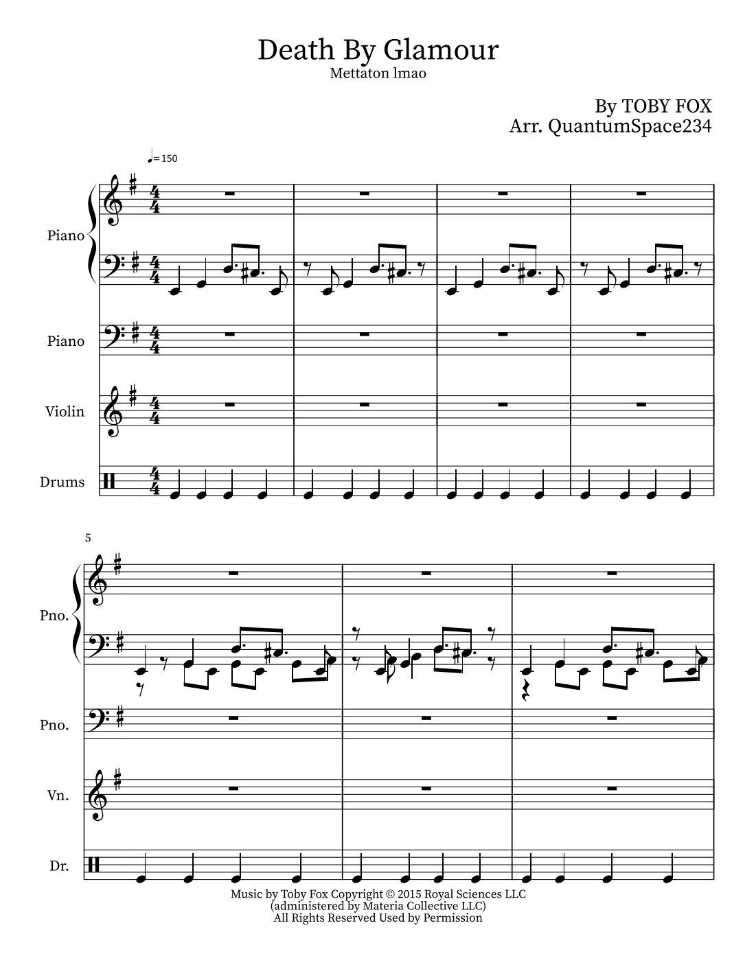Death By Glamour (arr. QuantumSpace234)
