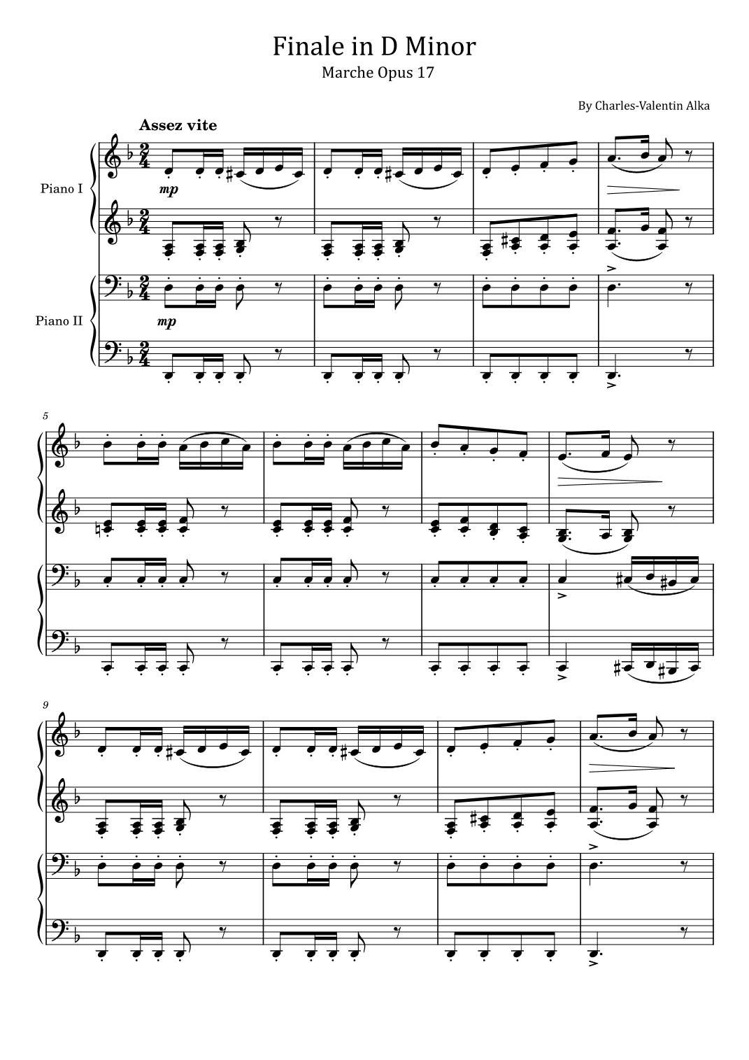 Finale Opus 17 in D Minor - Alkan - for Piano four hands (arr. poon)